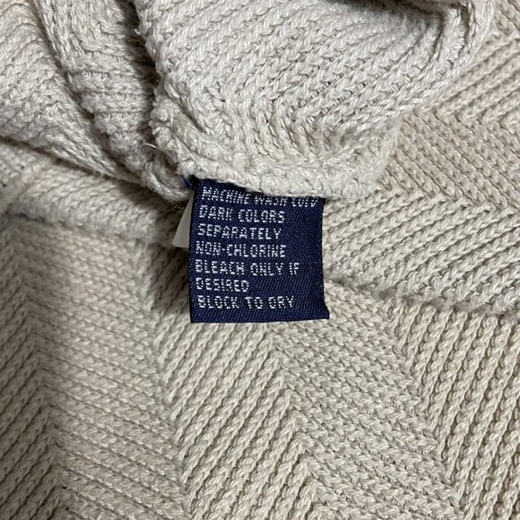Chaps Ralph Lauren Men M Beige Herringbone Hand Framed Cotton Sweater - Picture 7 of 7